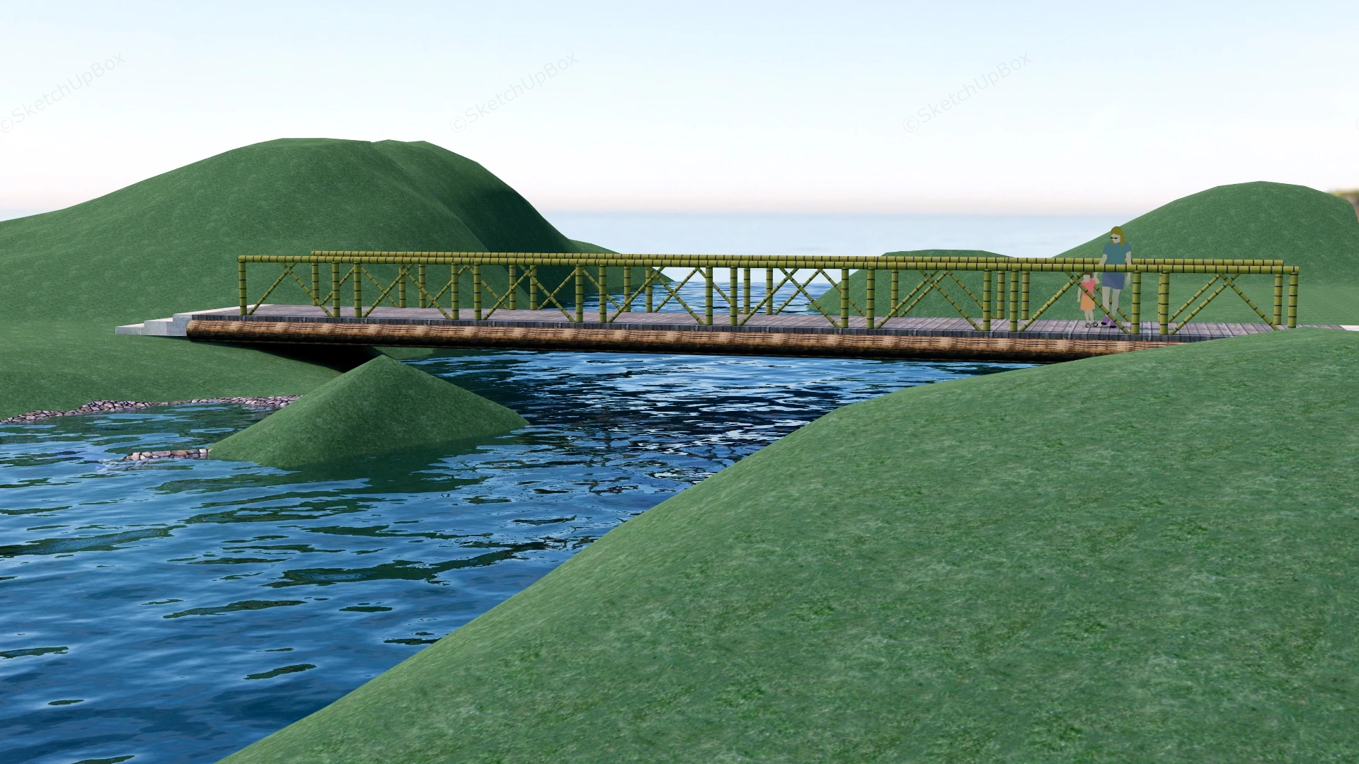 Pedestrian Timber Bridge sketchup model preview - SketchupBox