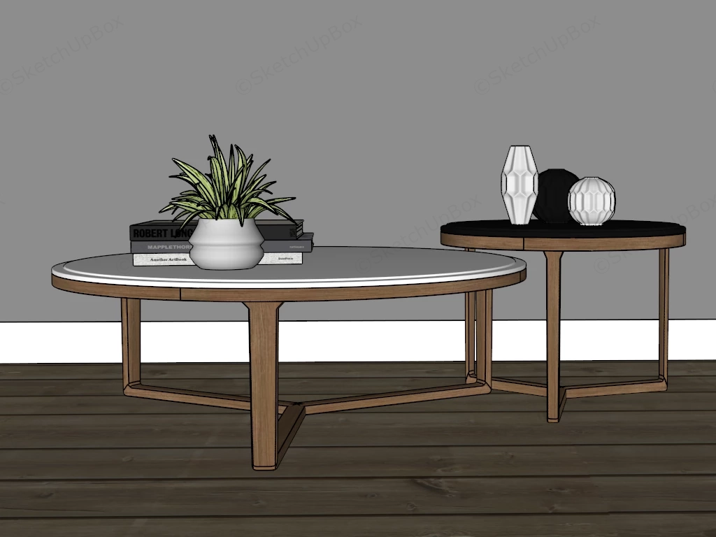 Round Nesting Coffee Table Set sketchup model preview - SketchupBox