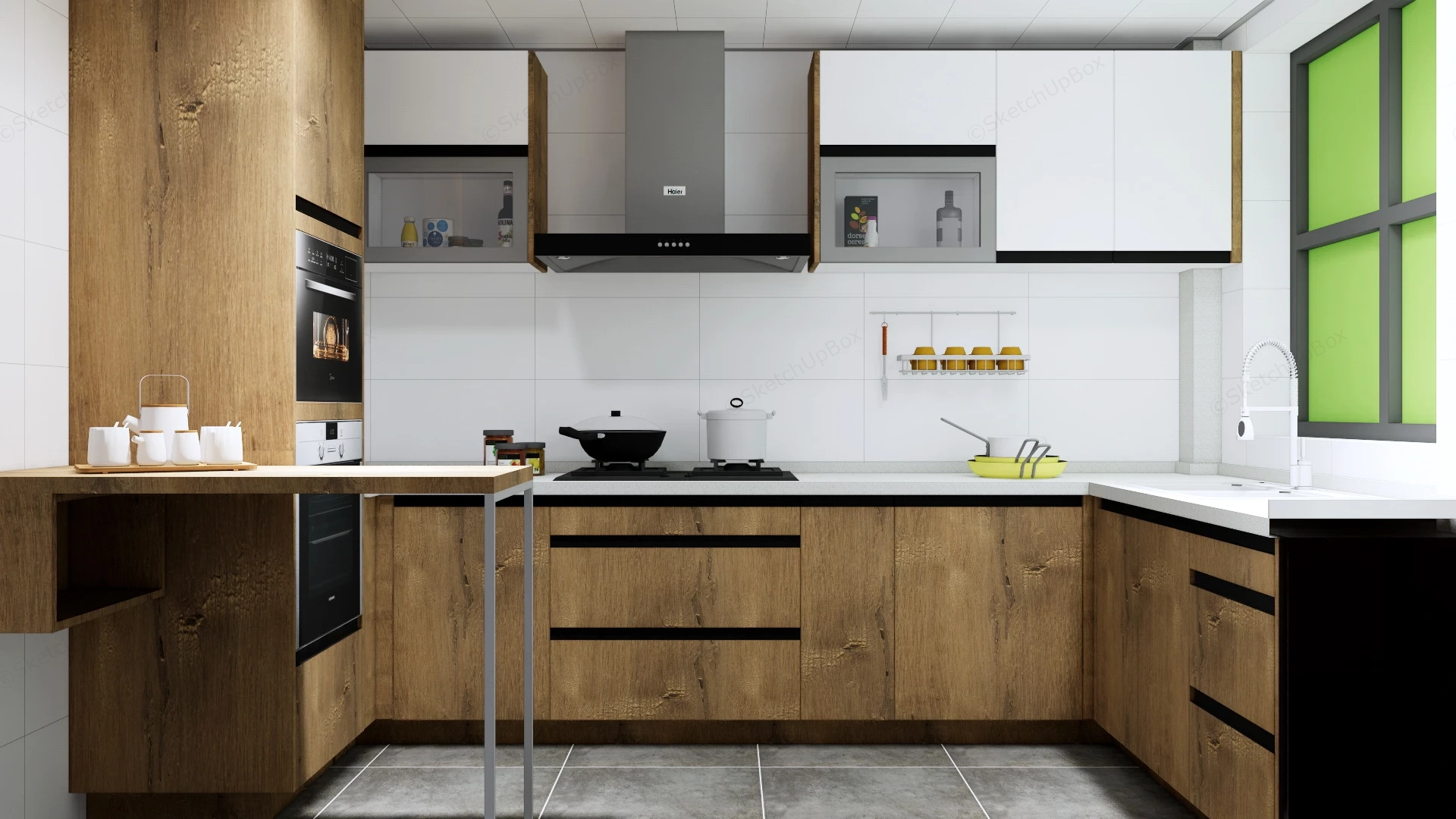 Small Modern Rustic Kitchen sketchup model preview - SketchupBox