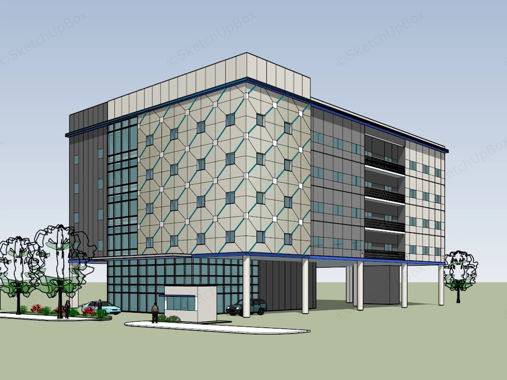 Modern Commercial Office Building sketchup model preview - SketchupBox