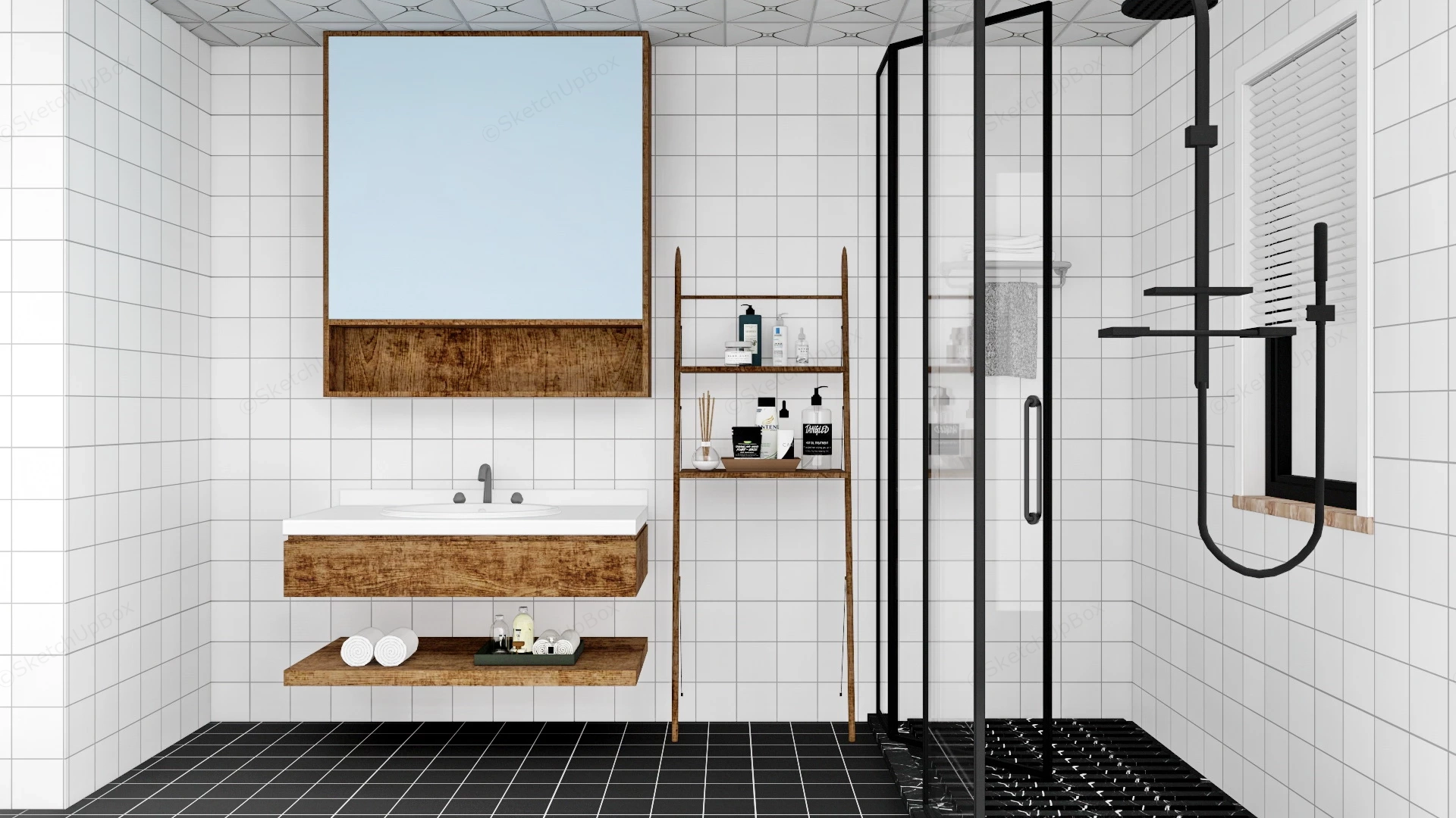 Modern Rustic Bathroom sketchup model preview - SketchupBox