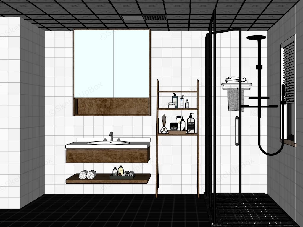 Modern Rustic Bathroom sketchup model preview - SketchupBox