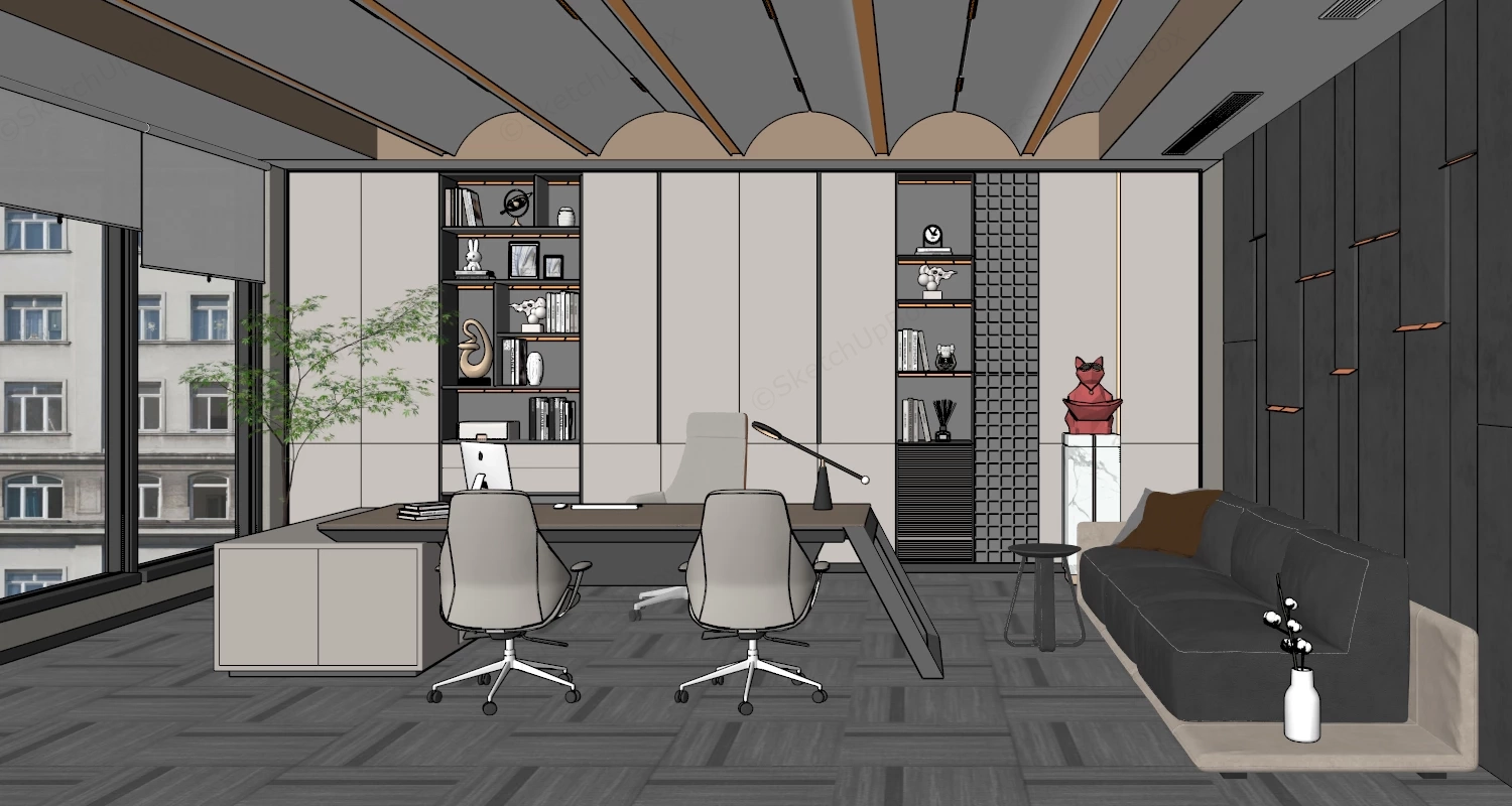 Modern Luxury Executive Office sketchup model preview - SketchupBox