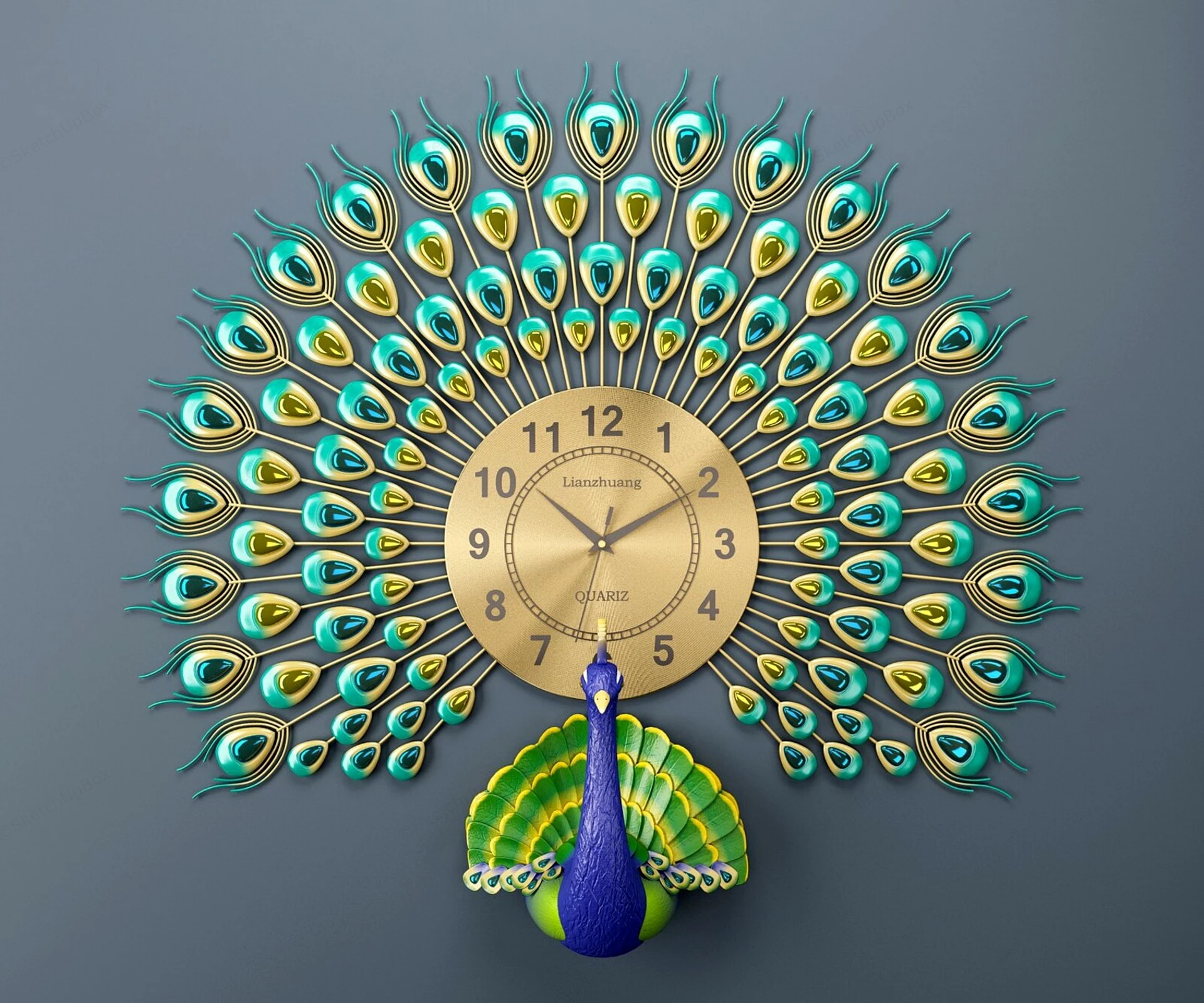 Wall Decor Peacock Clock sketchup model preview - SketchupBox