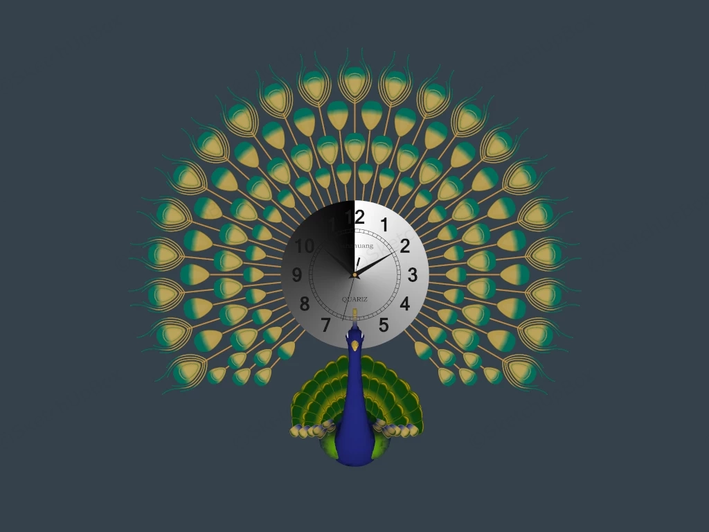 Wall Decor Peacock Clock sketchup model preview - SketchupBox
