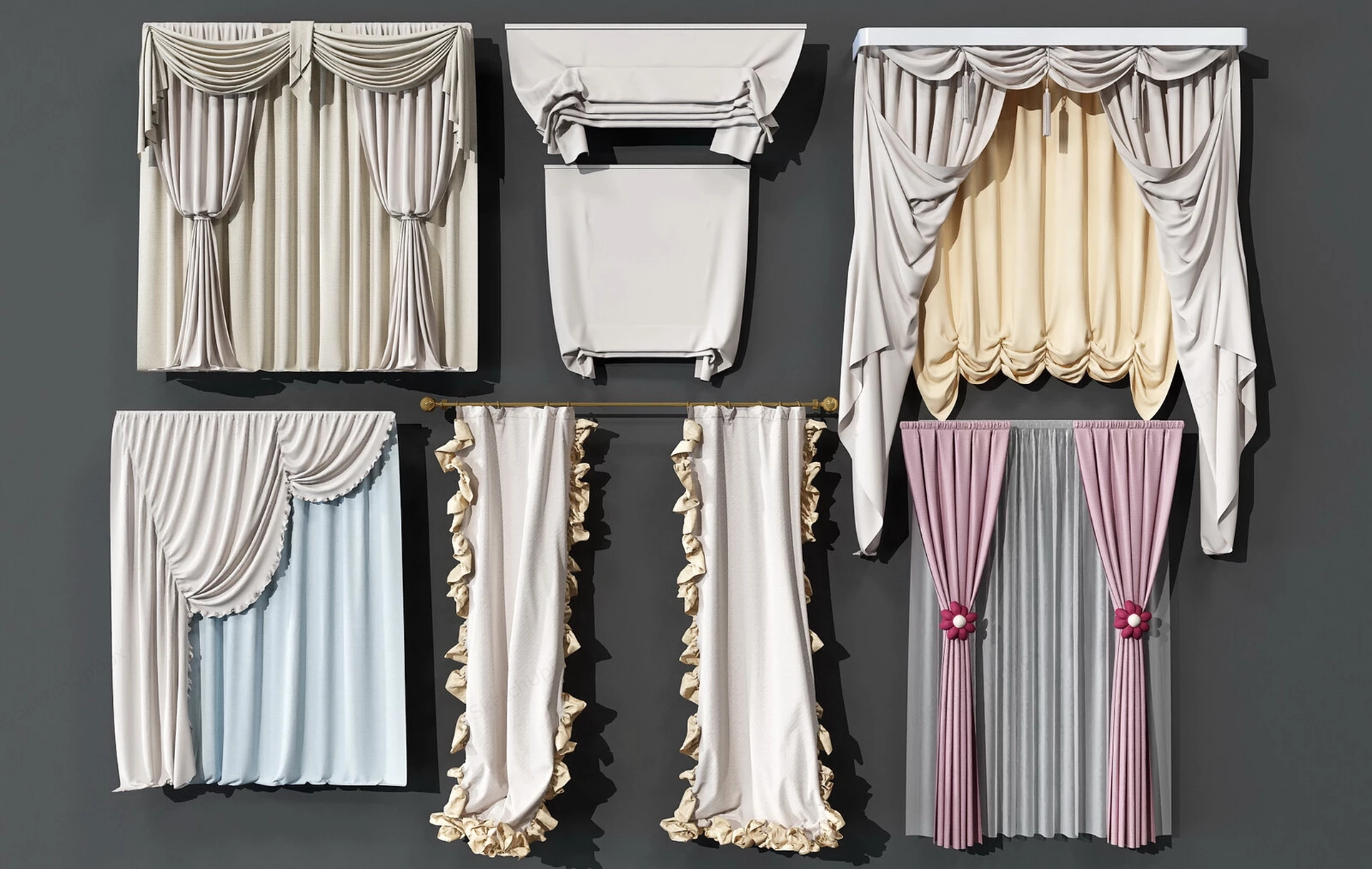 Home Curtains And Drapes sketchup model preview - SketchupBox
