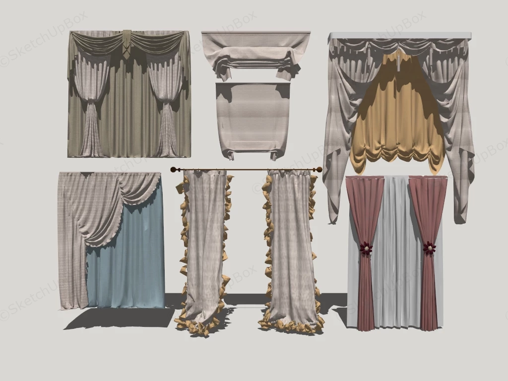 Home Curtains And Drapes sketchup model preview - SketchupBox