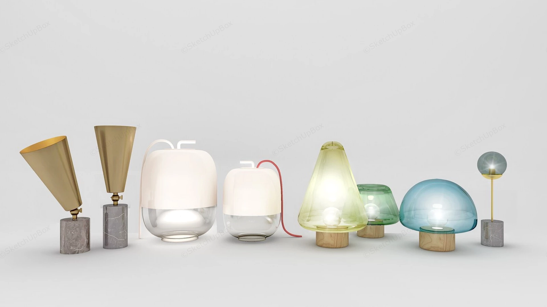Glass Mini Table Lamps sketchup model preview - SketchupBox