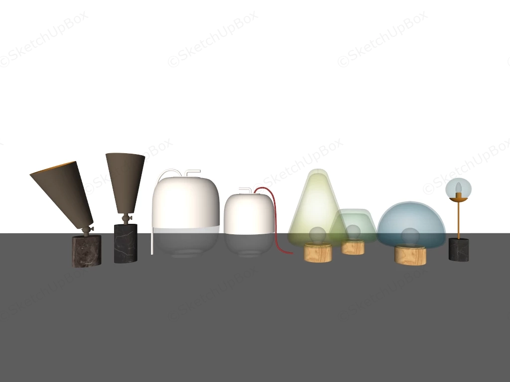 Glass Mini Table Lamps sketchup model preview - SketchupBox