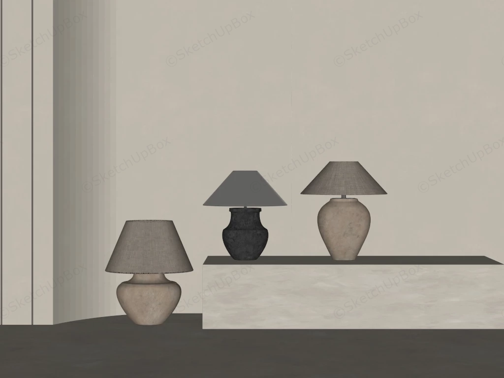 Antique Clay Pottery Table Lamps sketchup model preview - SketchupBox