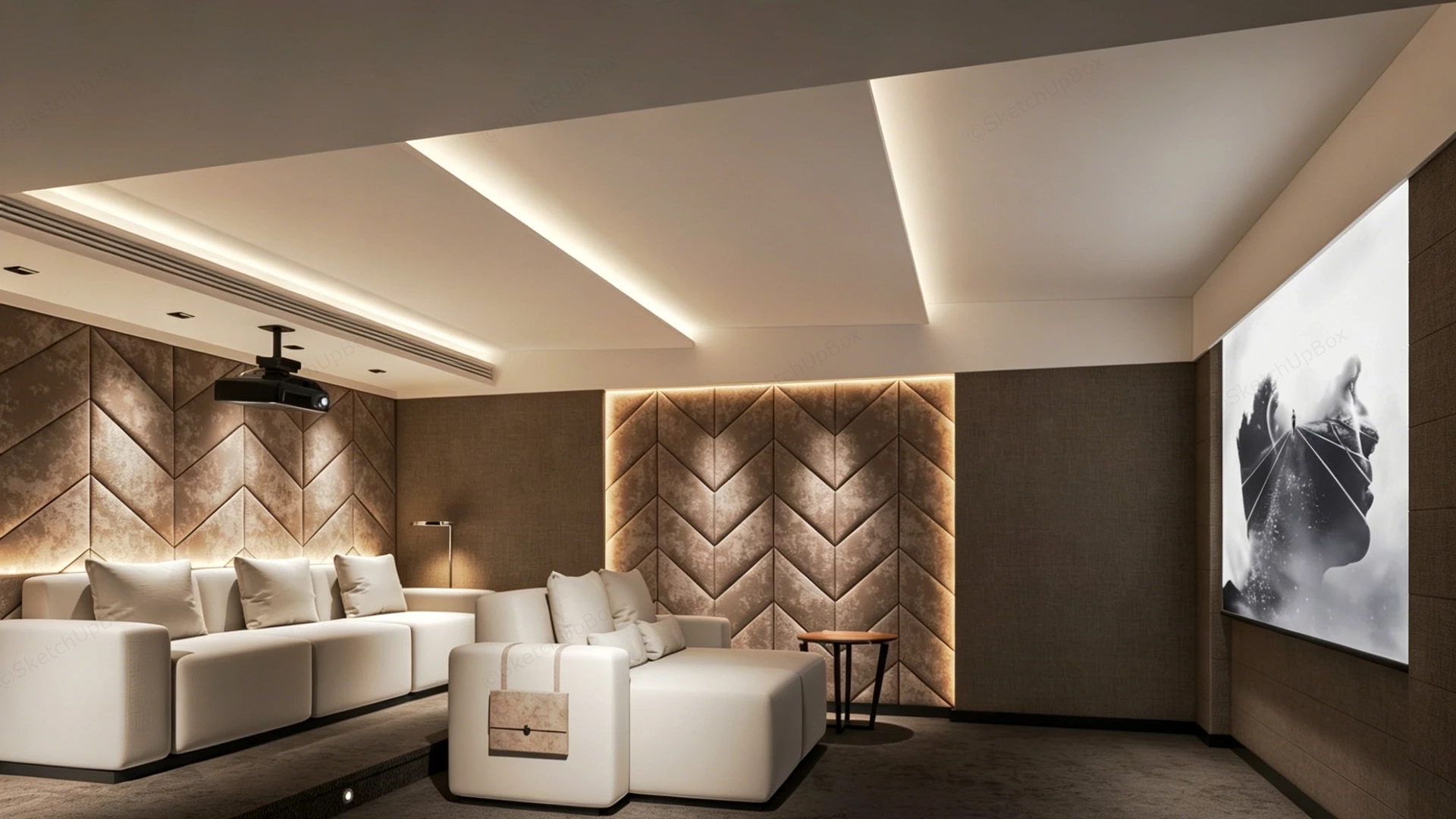 Home Cinema Interior Design sketchup model preview - SketchupBox