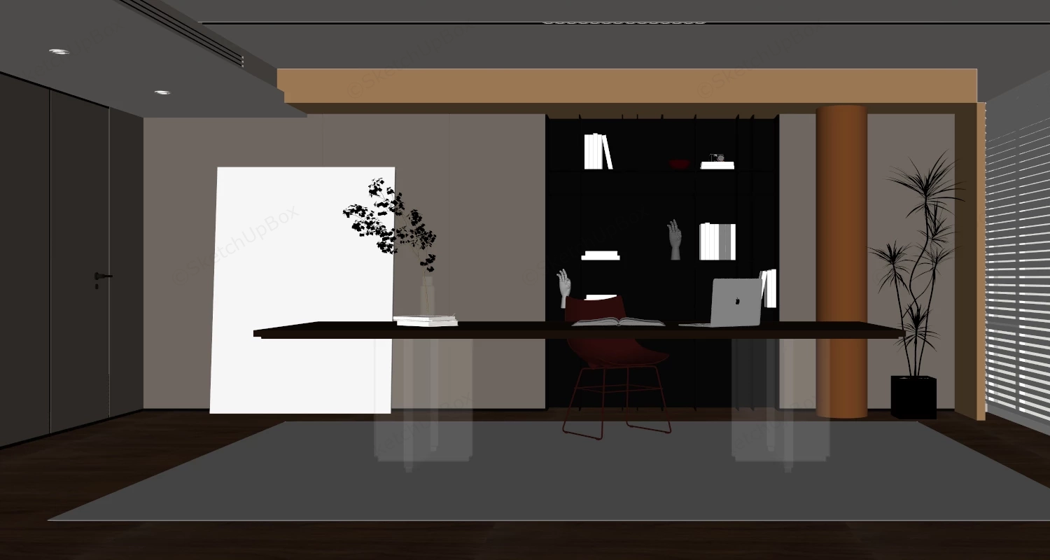 Minimalist Home Office Design sketchup model preview - SketchupBox