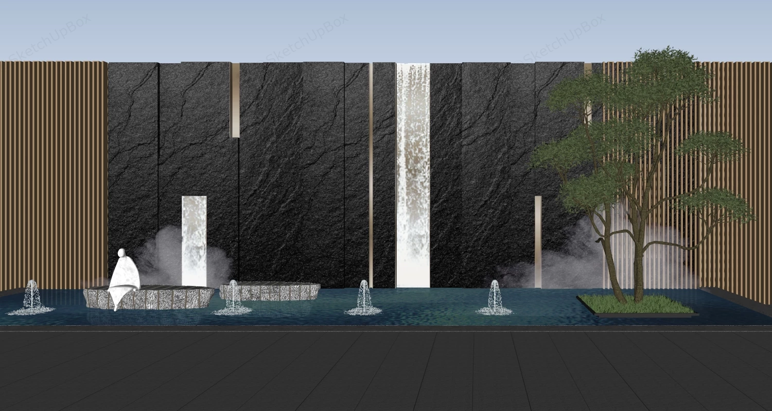 Zen Water Garden Ideas sketchup model preview - SketchupBox