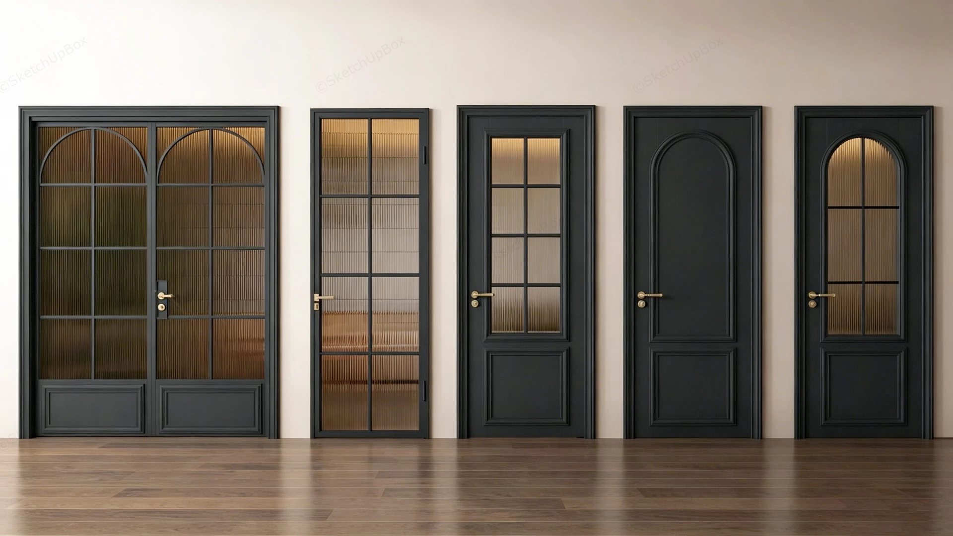 Interior Wood French Doors sketchup model preview - SketchupBox