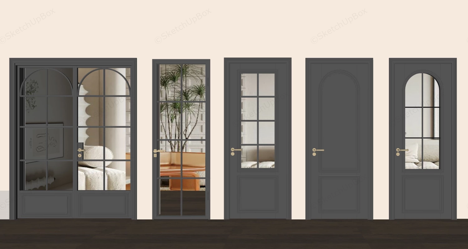 Interior Wood French Doors sketchup model preview - SketchupBox