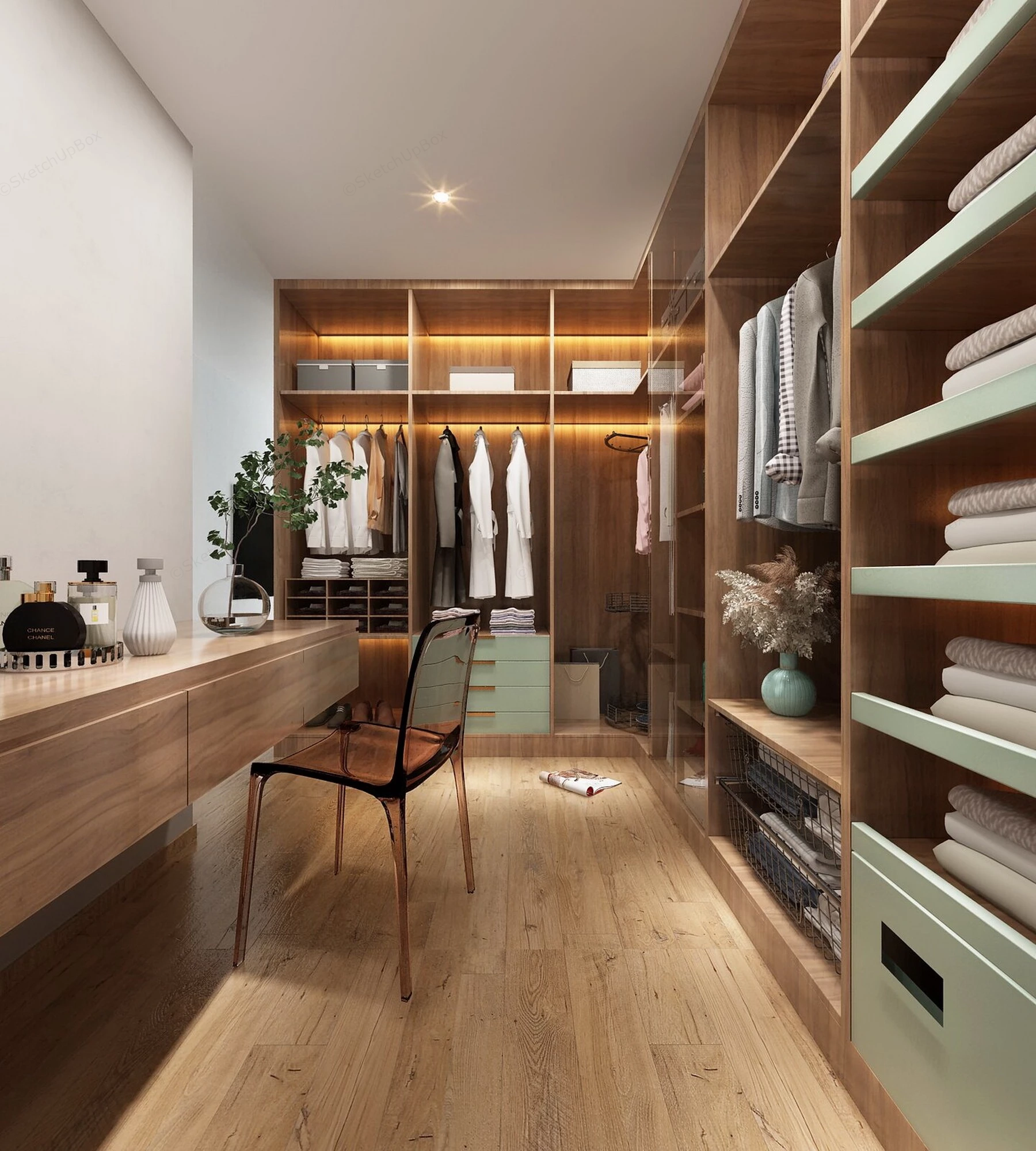 Narrow Closet Dressing Room sketchup model preview - SketchupBox