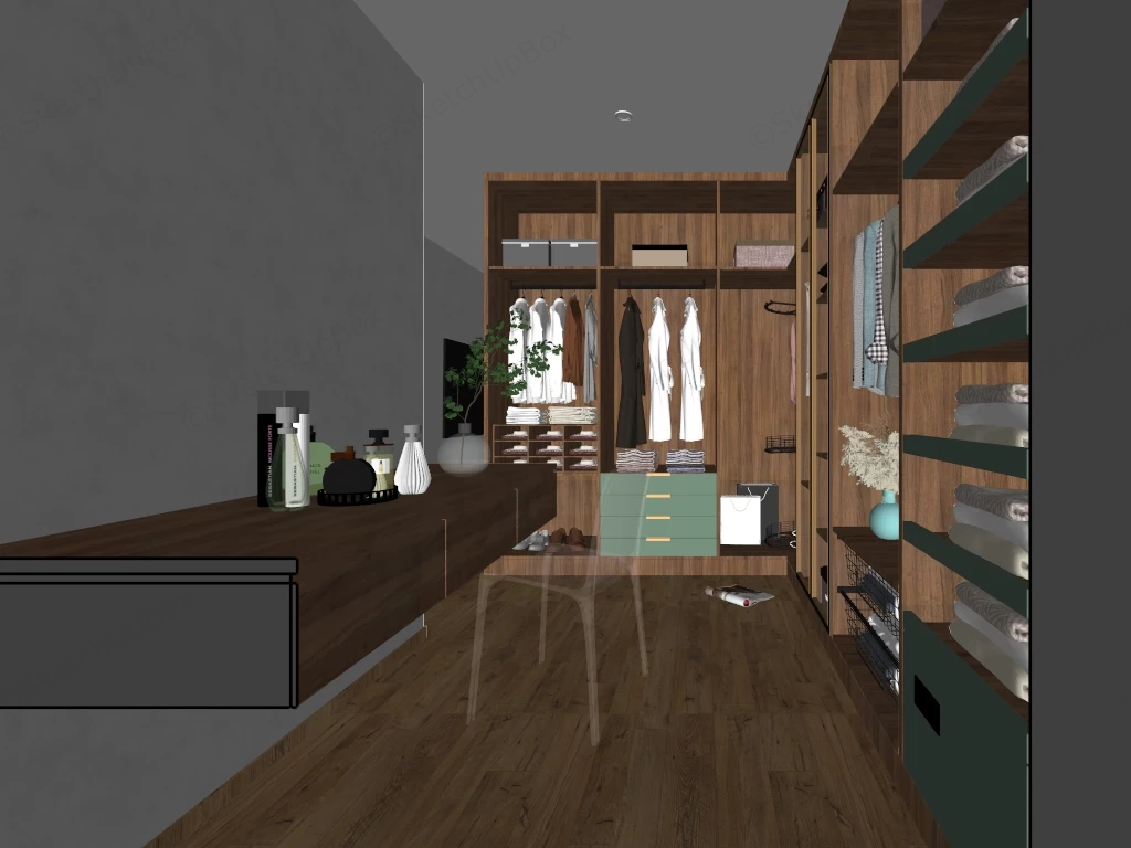 Narrow Closet Dressing Room sketchup model preview - SketchupBox