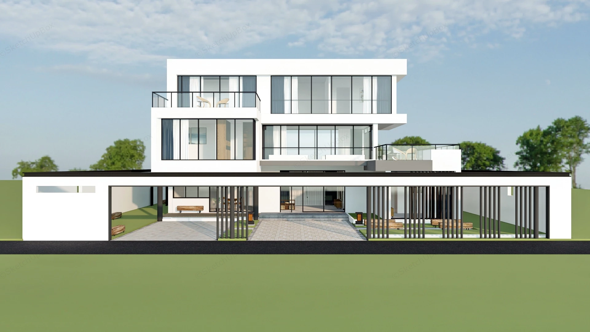 Modern Home Design sketchup model preview - SketchupBox