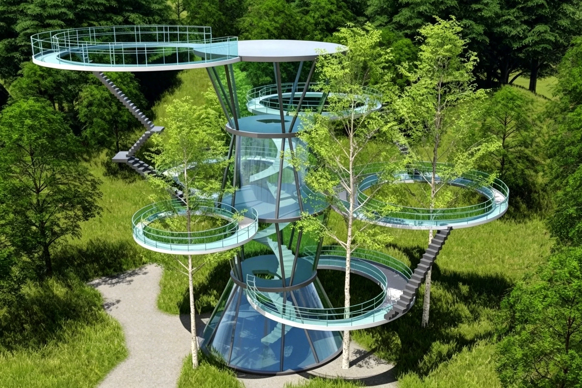 Nature Observation Tower sketchup model preview - SketchupBox