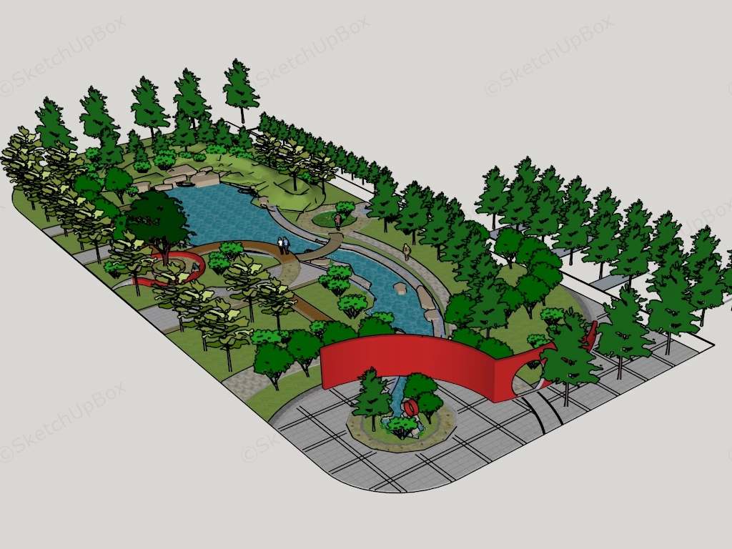 Small Pocket Park sketchup model preview - SketchupBox