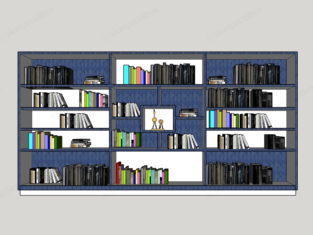 Blue And White Bookcase sketchup model preview - SketchupBox