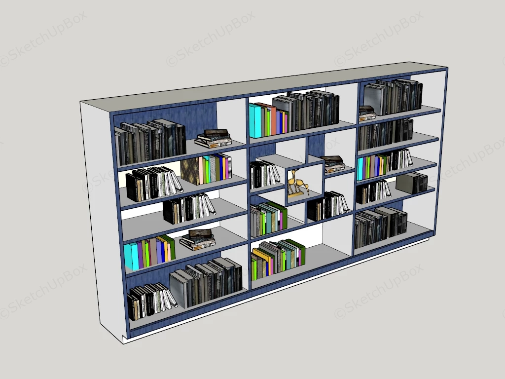 Blue And White Bookcase sketchup model preview - SketchupBox