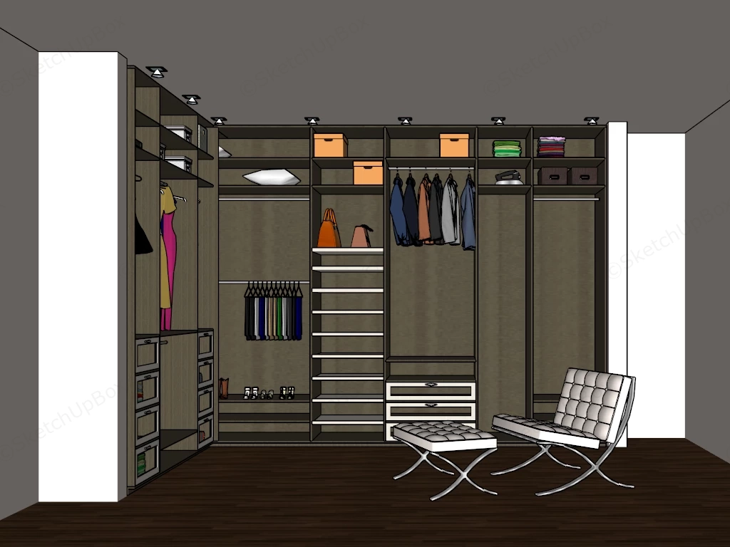 Dressing Room Wardrobe Design sketchup model preview - SketchupBox