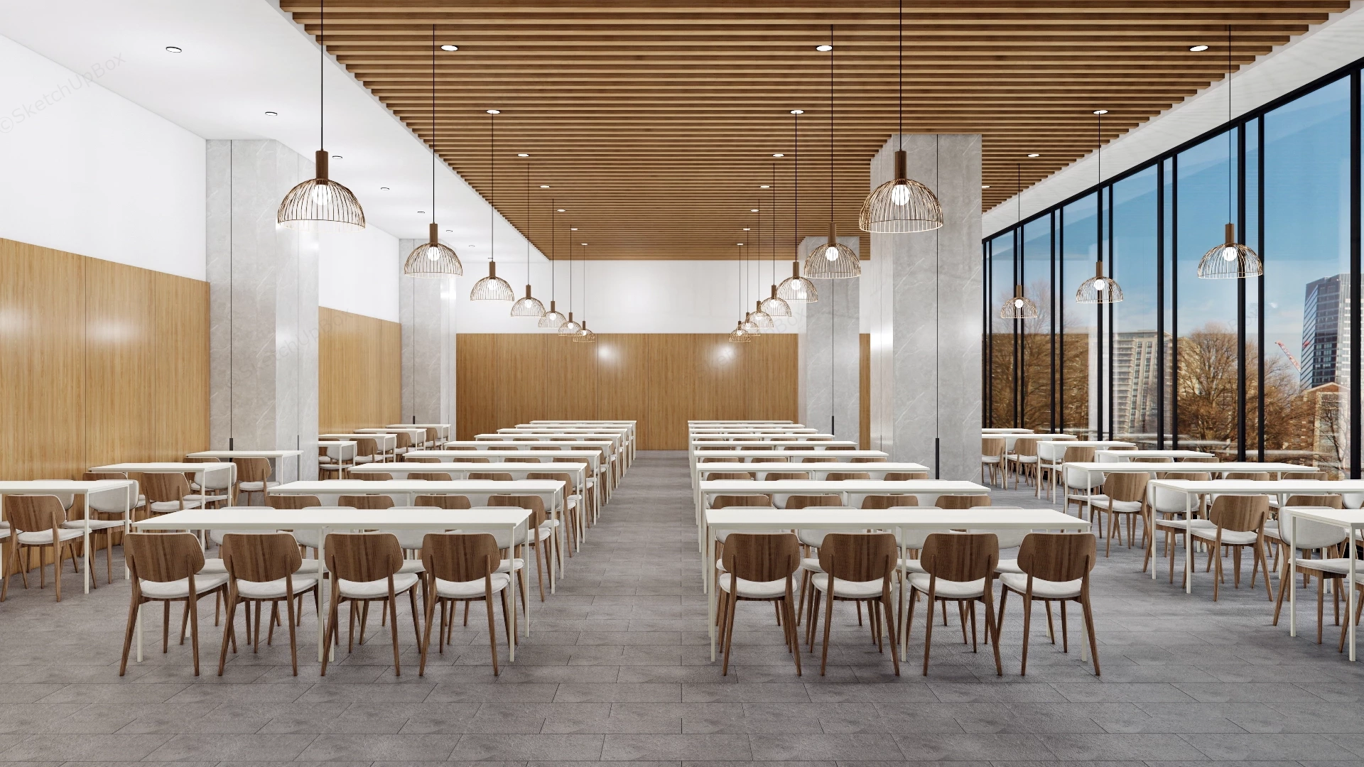 School Cafeteria Interior Design sketchup model preview - SketchupBox