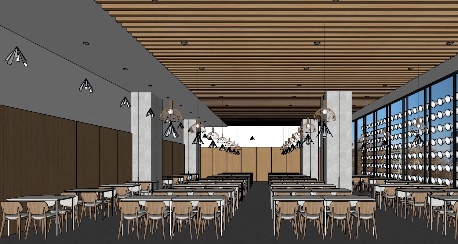 School Cafeteria Interior Design sketchup model preview - SketchupBox