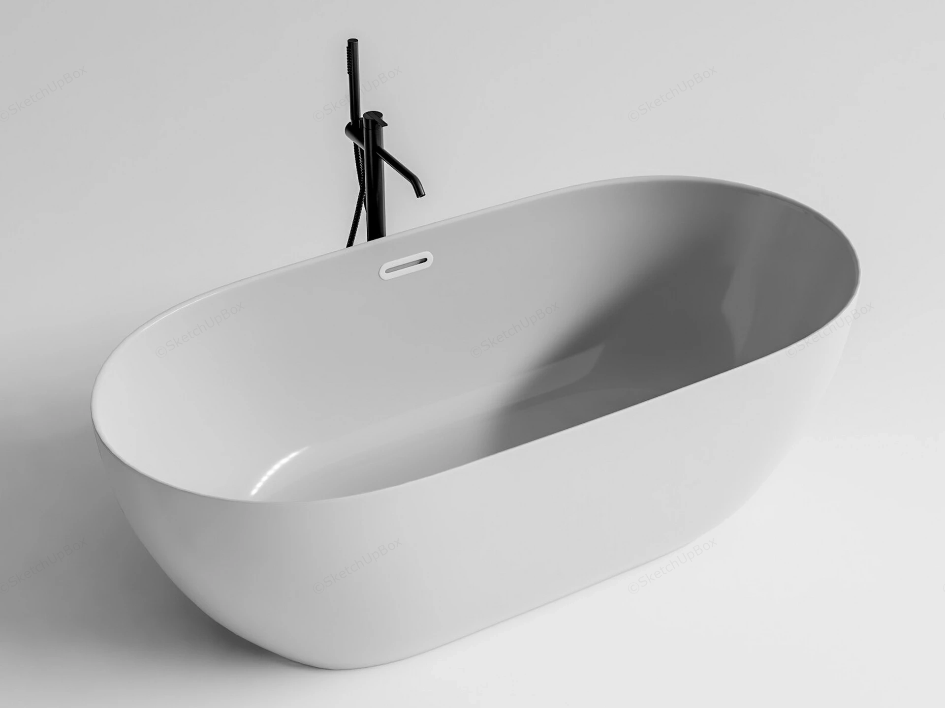 Modern White Freestanding Bathtub sketchup model preview - SketchupBox