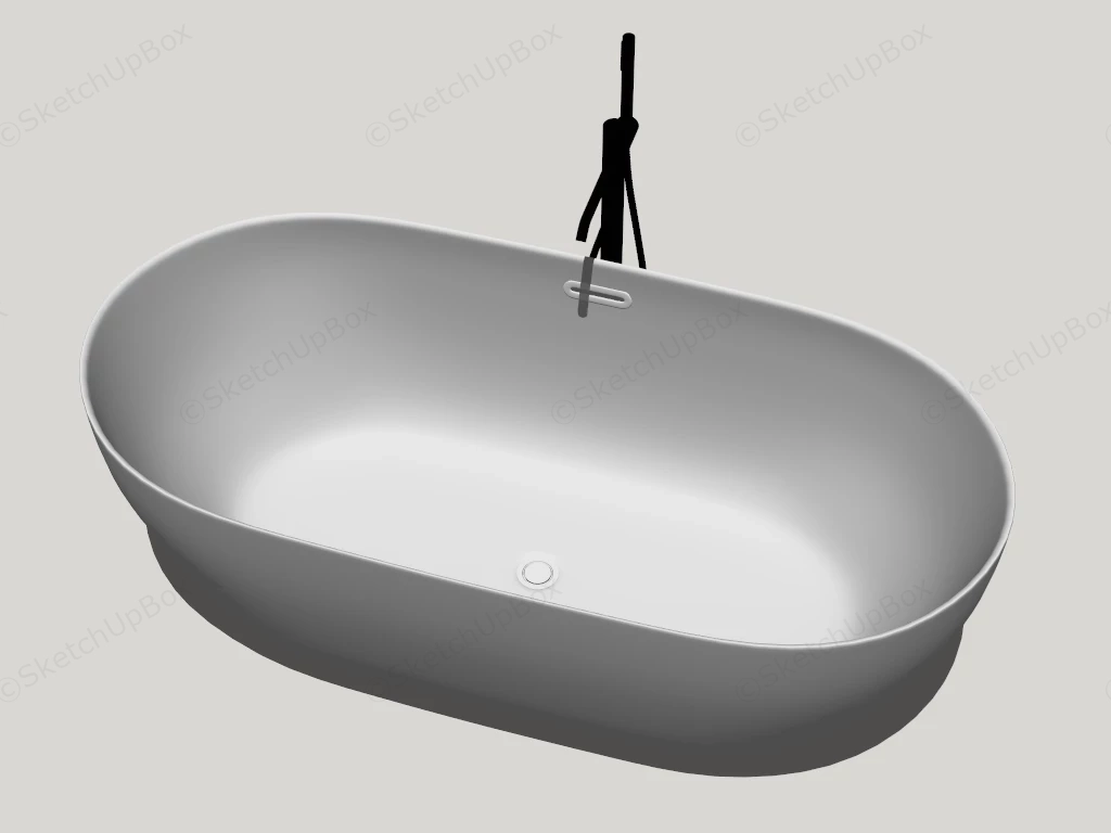 Modern White Freestanding Bathtub sketchup model preview - SketchupBox