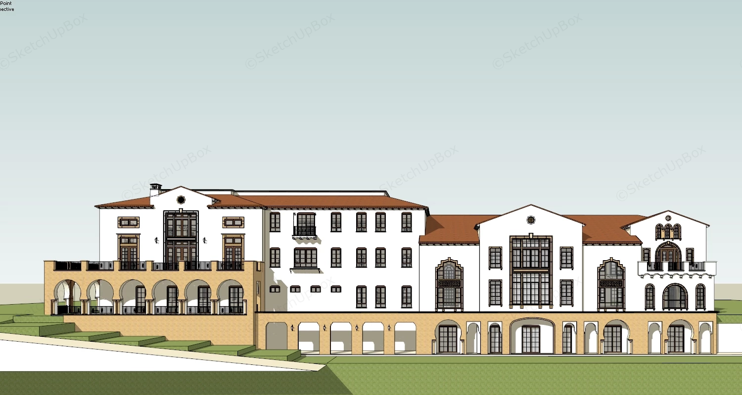 Spanish Style Hotel sketchup model preview - SketchupBox