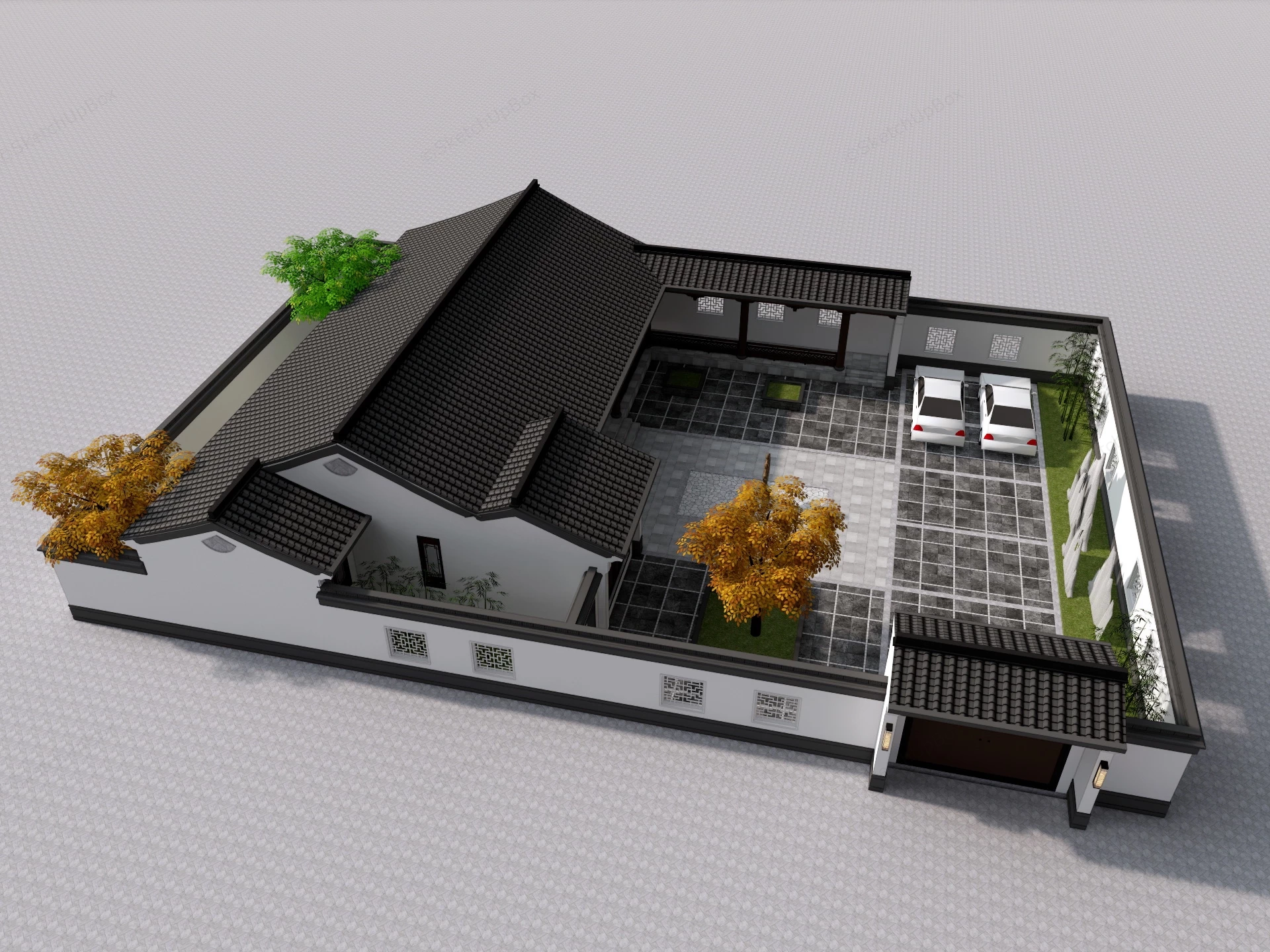 Ancient Chinese Courtyard House sketchup model preview - SketchupBox