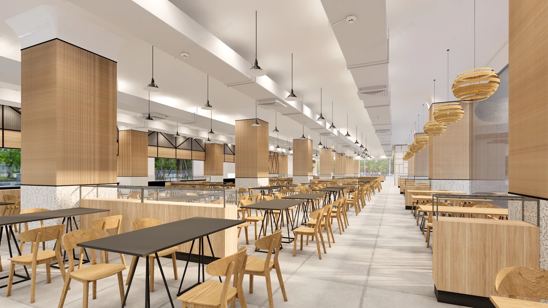 College Cafeteria Design sketchup model preview - SketchupBox