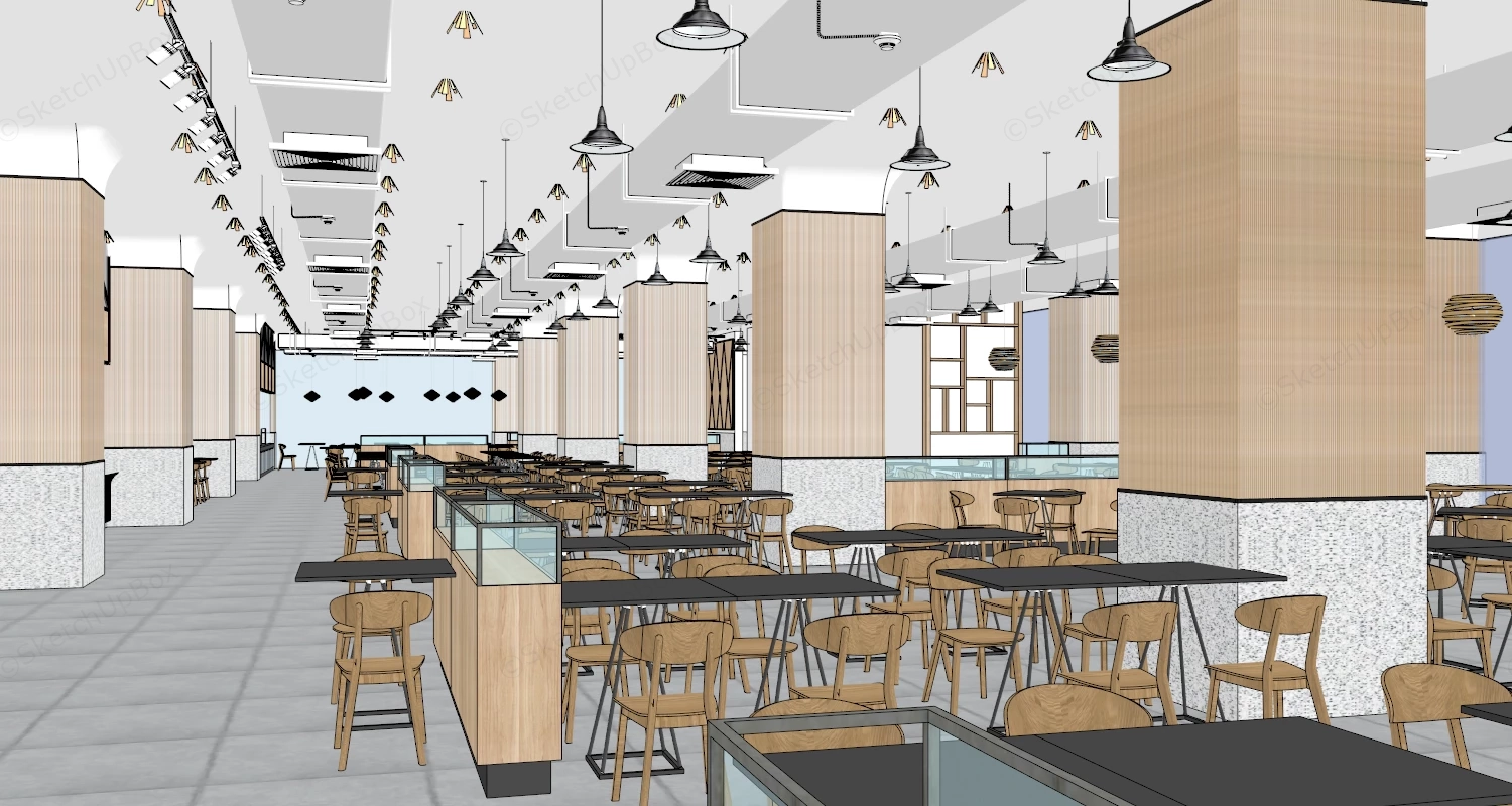 College Cafeteria Design sketchup model preview - SketchupBox