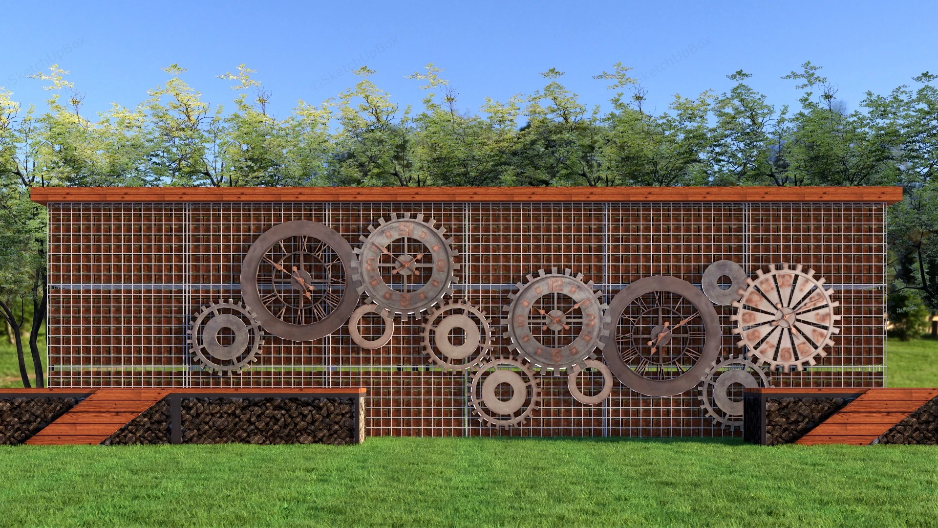 Industrial Garden Feature Wall sketchup model preview - SketchupBox