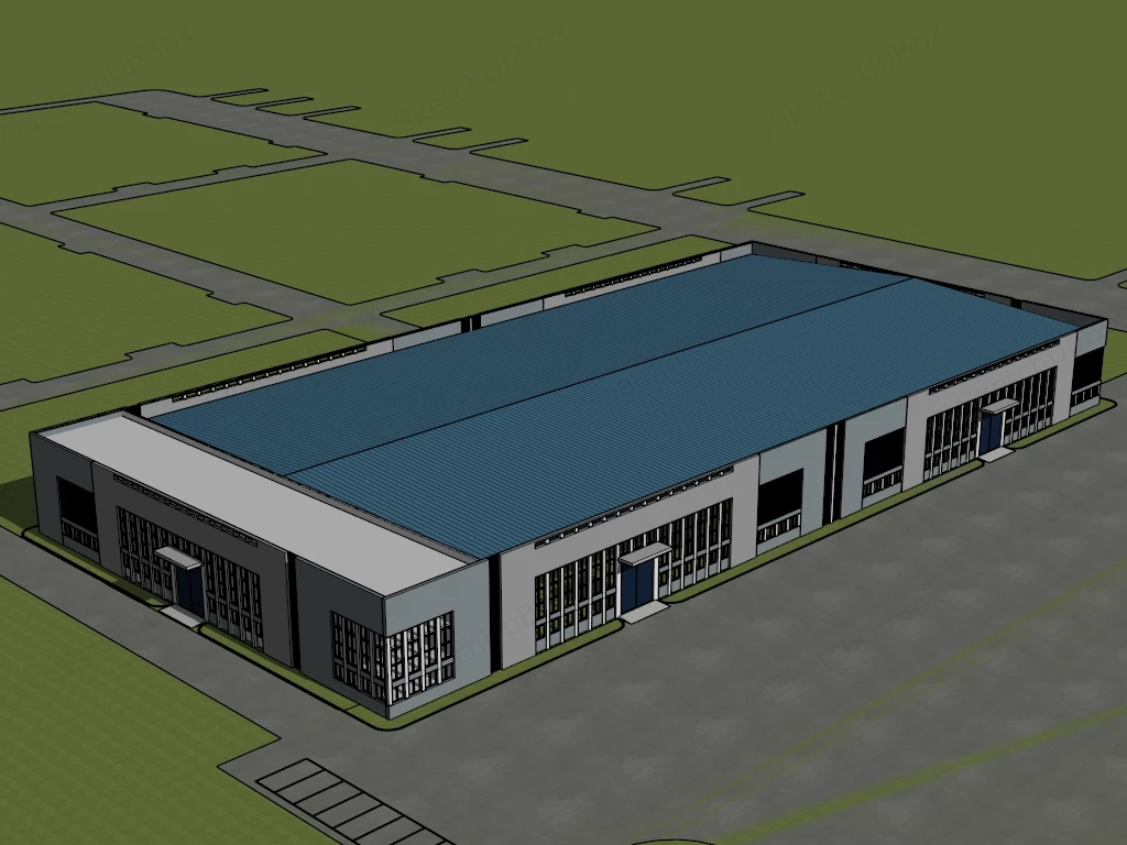 Modern Factory Building Exterior sketchup model preview - SketchupBox