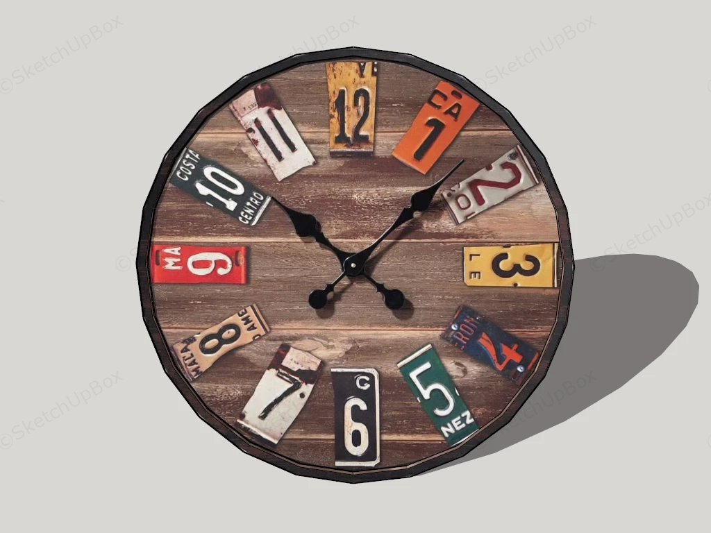Rustic Industrial Wall Clock sketchup model preview - SketchupBox