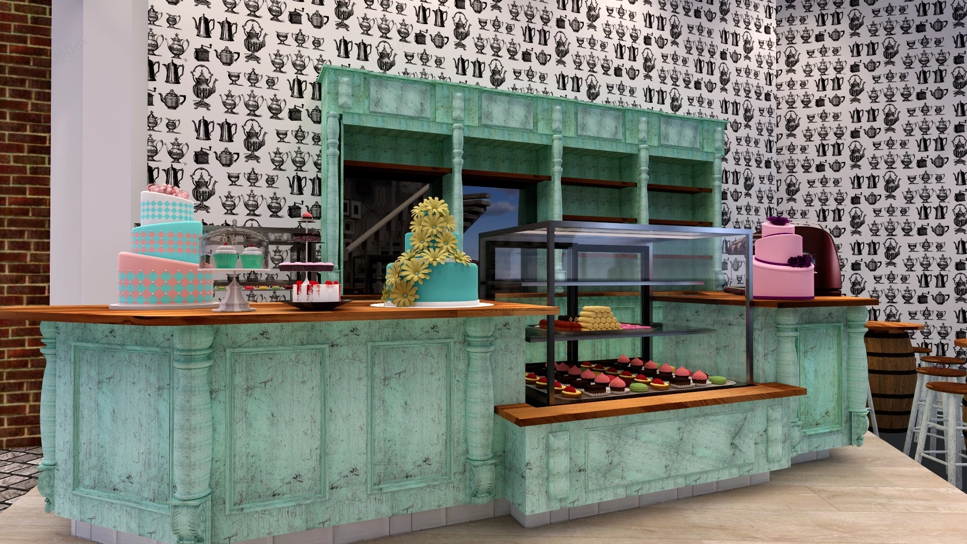Cake Shop Interior Design sketchup model preview - SketchupBox