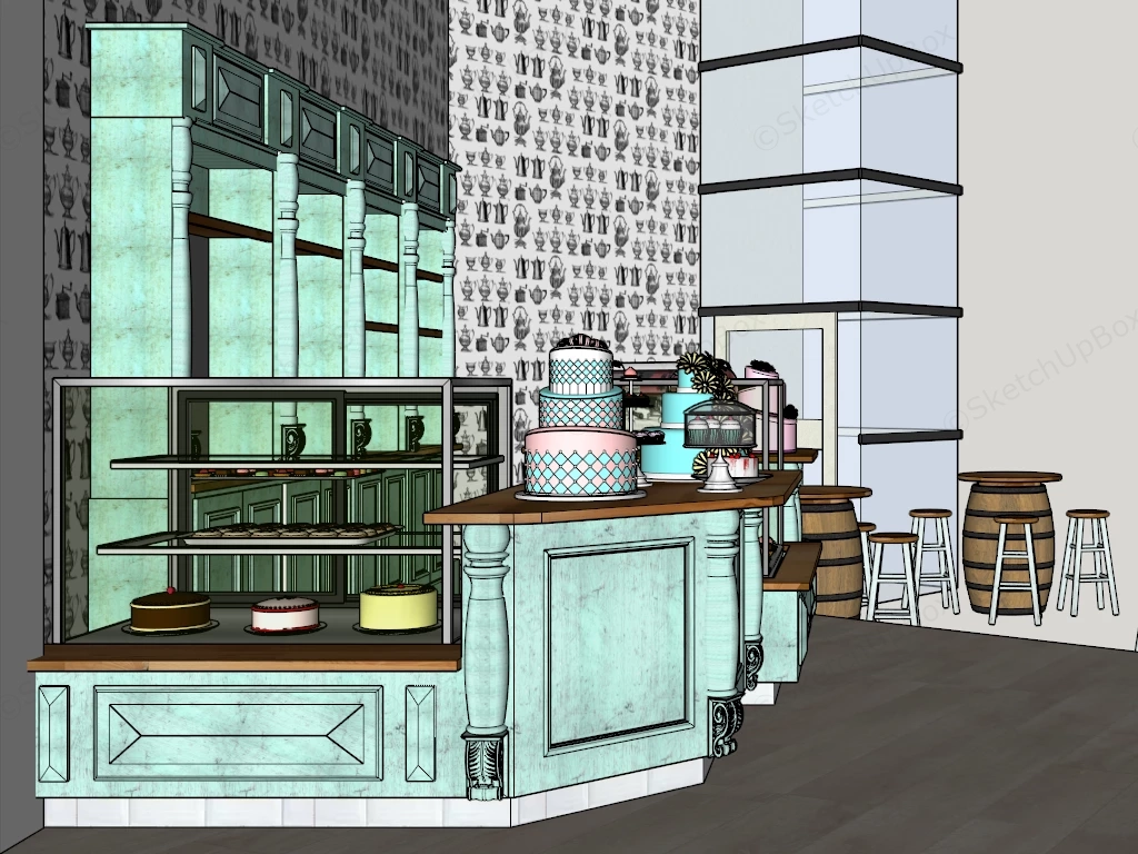 Cake Shop Interior Design sketchup model preview - SketchupBox