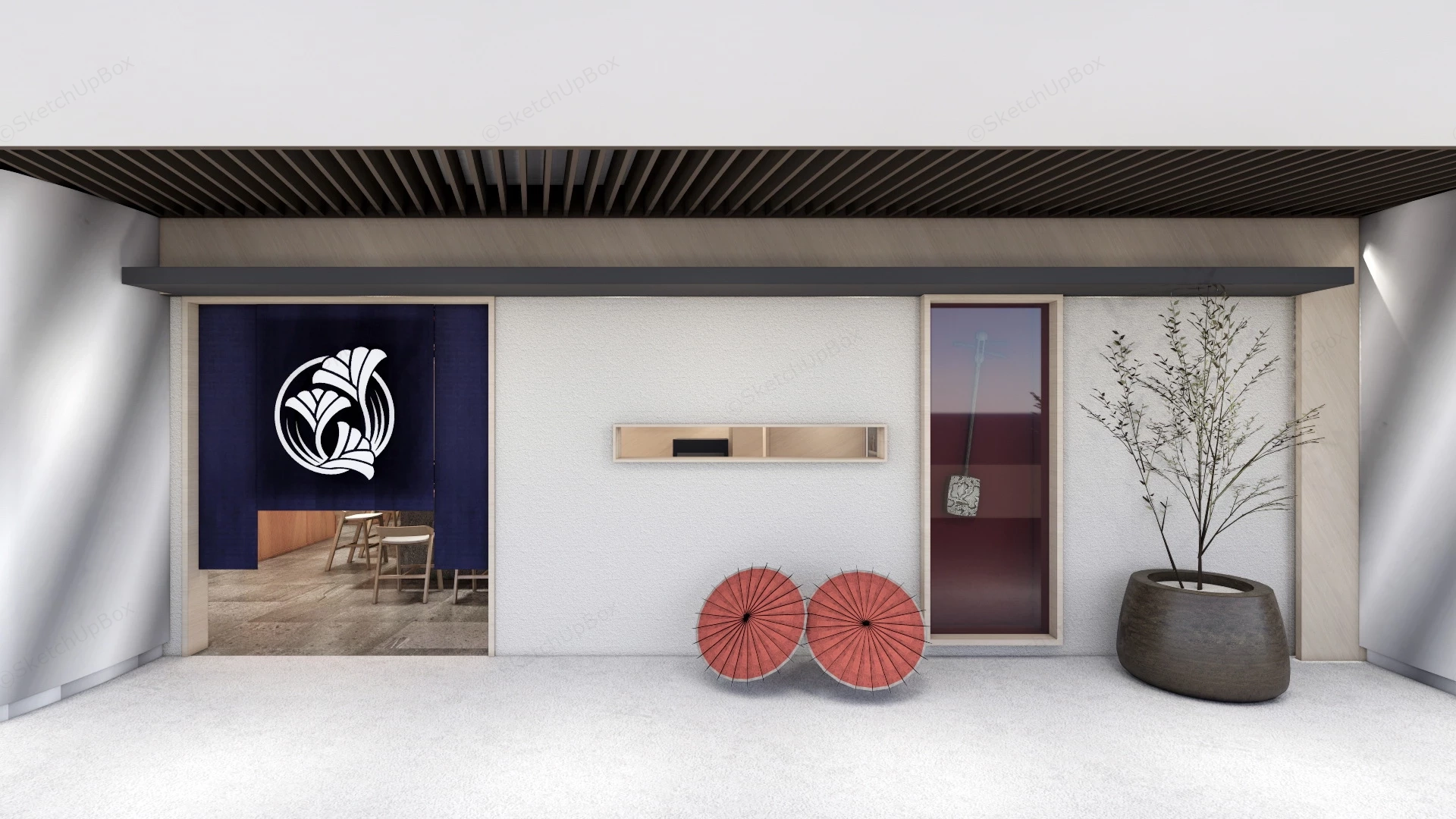 Japanese Restaurant Interior Design sketchup model preview - SketchupBox
