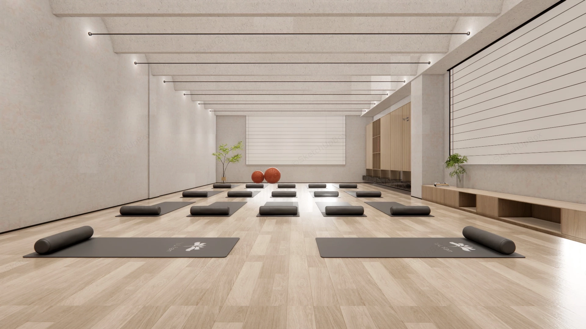 Minimalist Yoga Studio Design sketchup model preview - SketchupBox