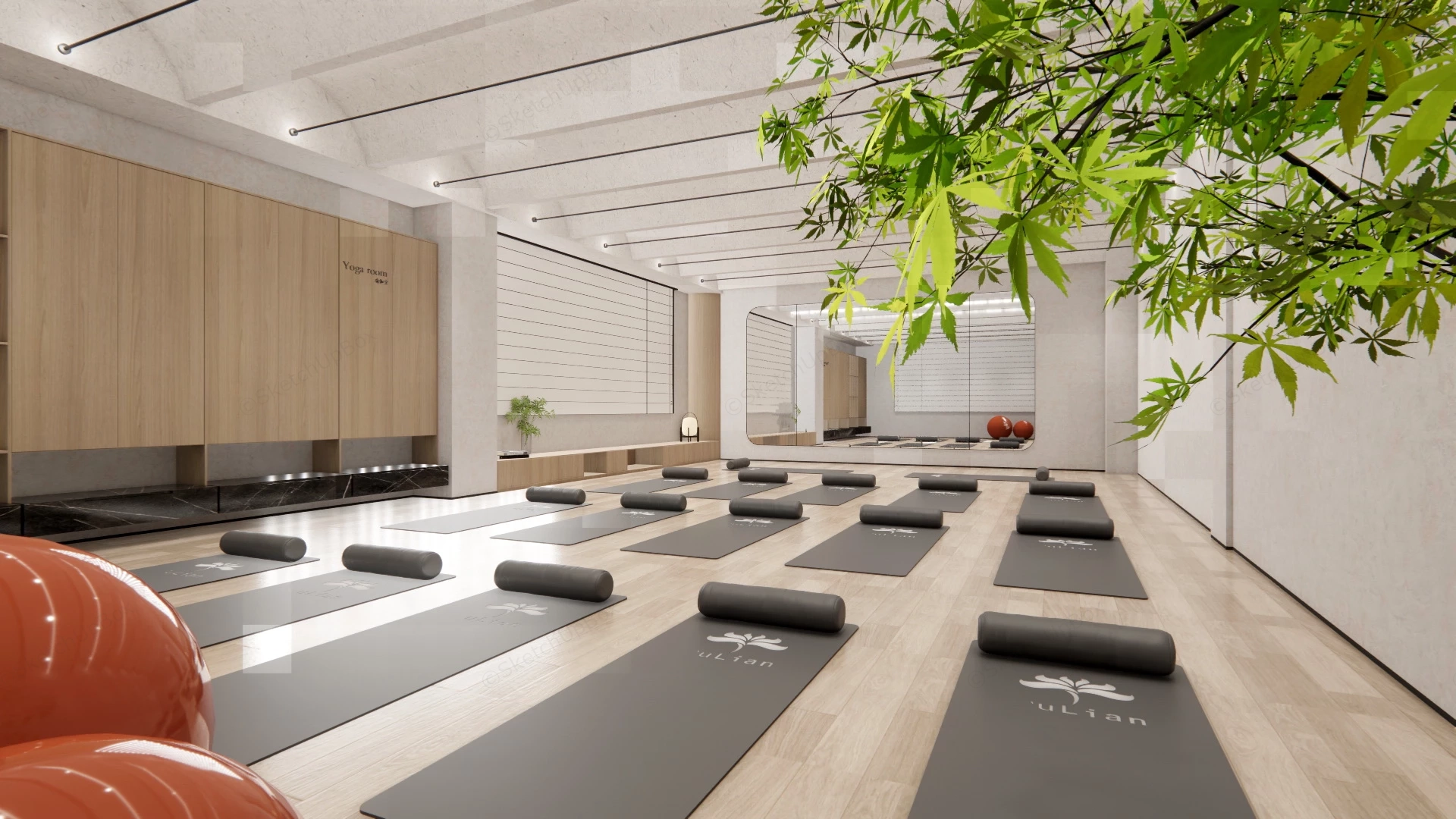 Minimalist Yoga Studio Design sketchup model preview - SketchupBox