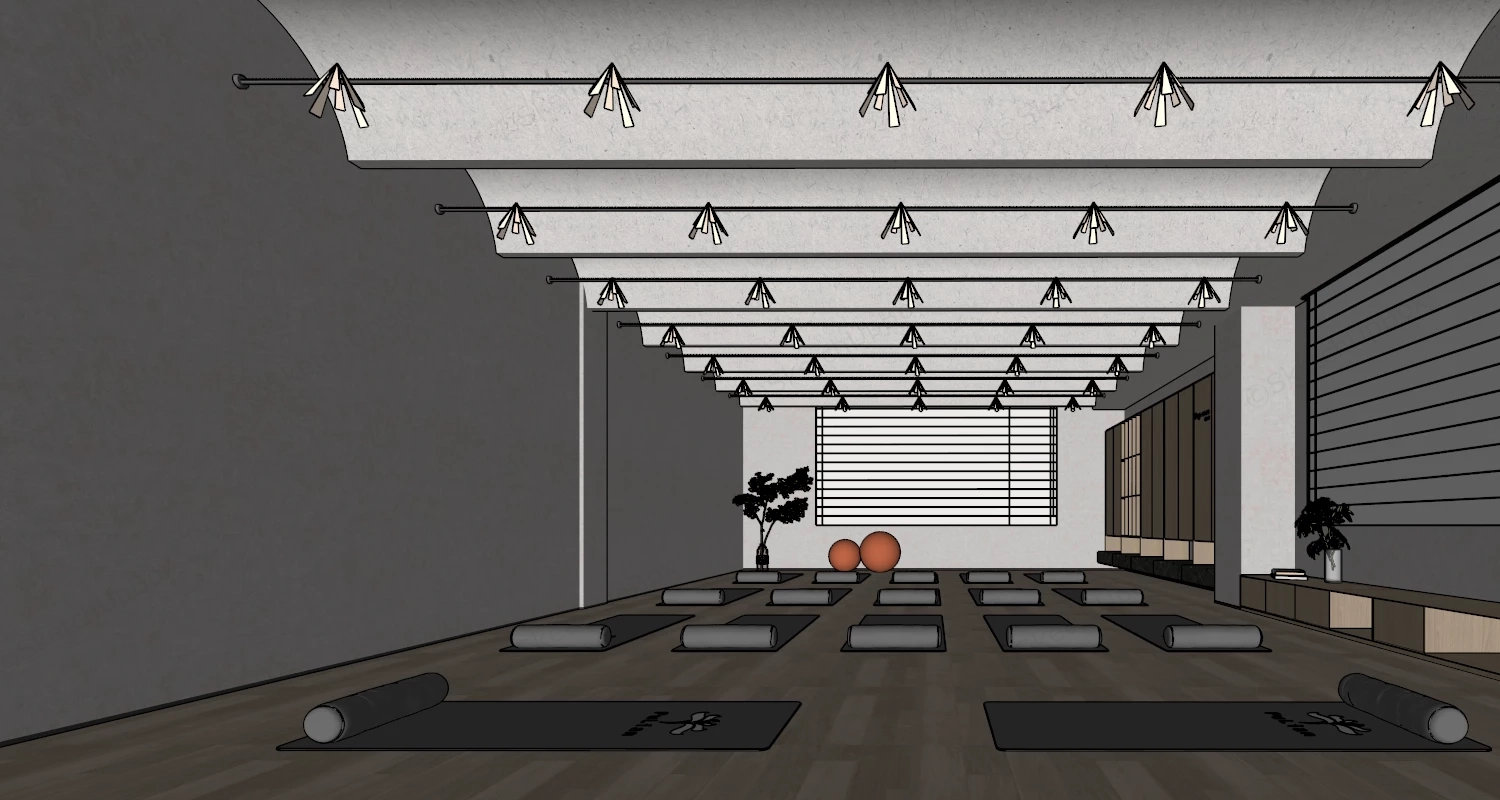 Minimalist Yoga Studio Design sketchup model preview - SketchupBox