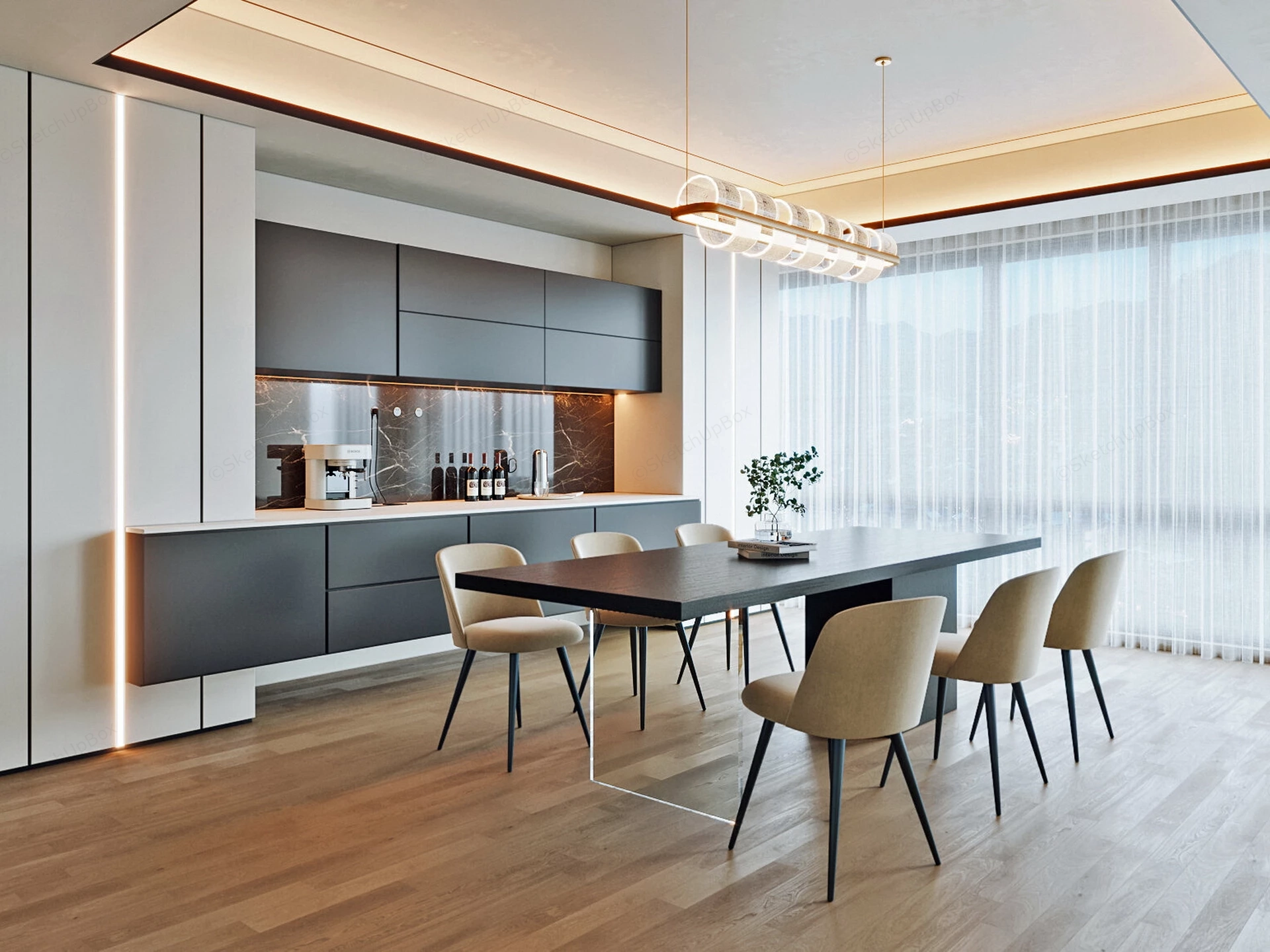 Minimalist Dining Room Idea sketchup model preview - SketchupBox