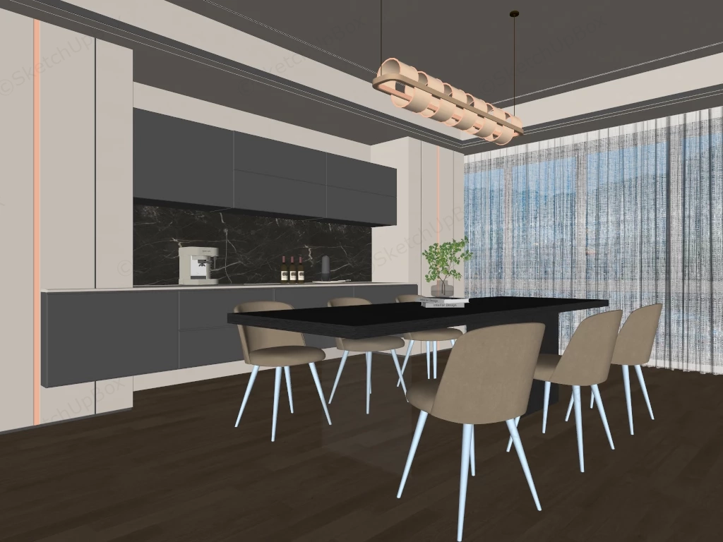 Minimalist Dining Room Idea sketchup model preview - SketchupBox