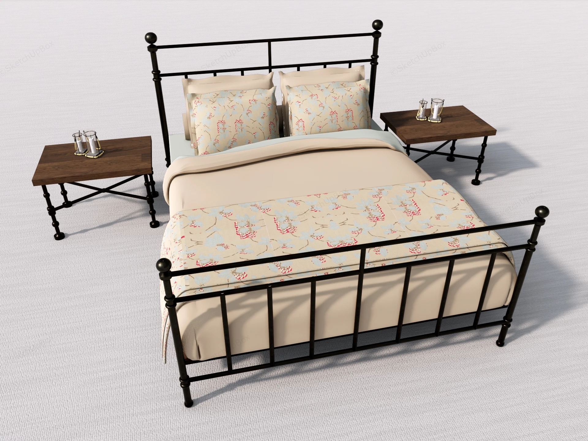 3 Piece Industrial Bedroom Set sketchup model preview - SketchupBox