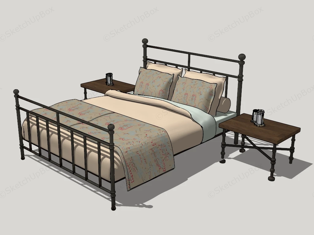 3 Piece Industrial Bedroom Set sketchup model preview - SketchupBox