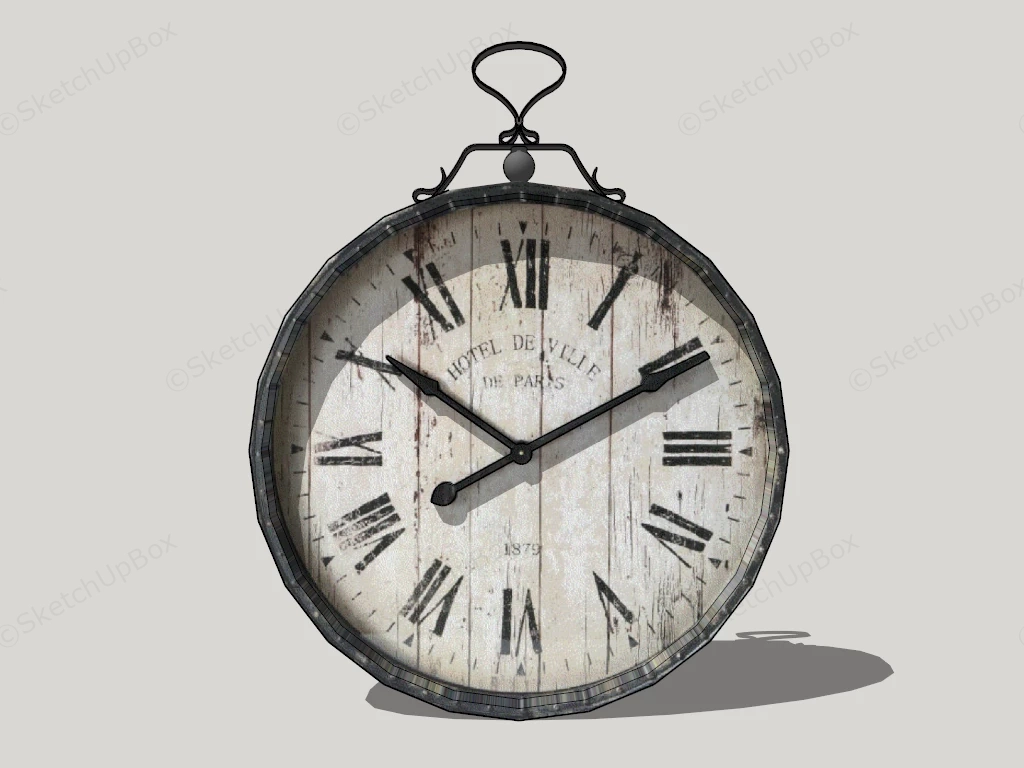 Vintage Industrial Wall Clock sketchup model preview - SketchupBox