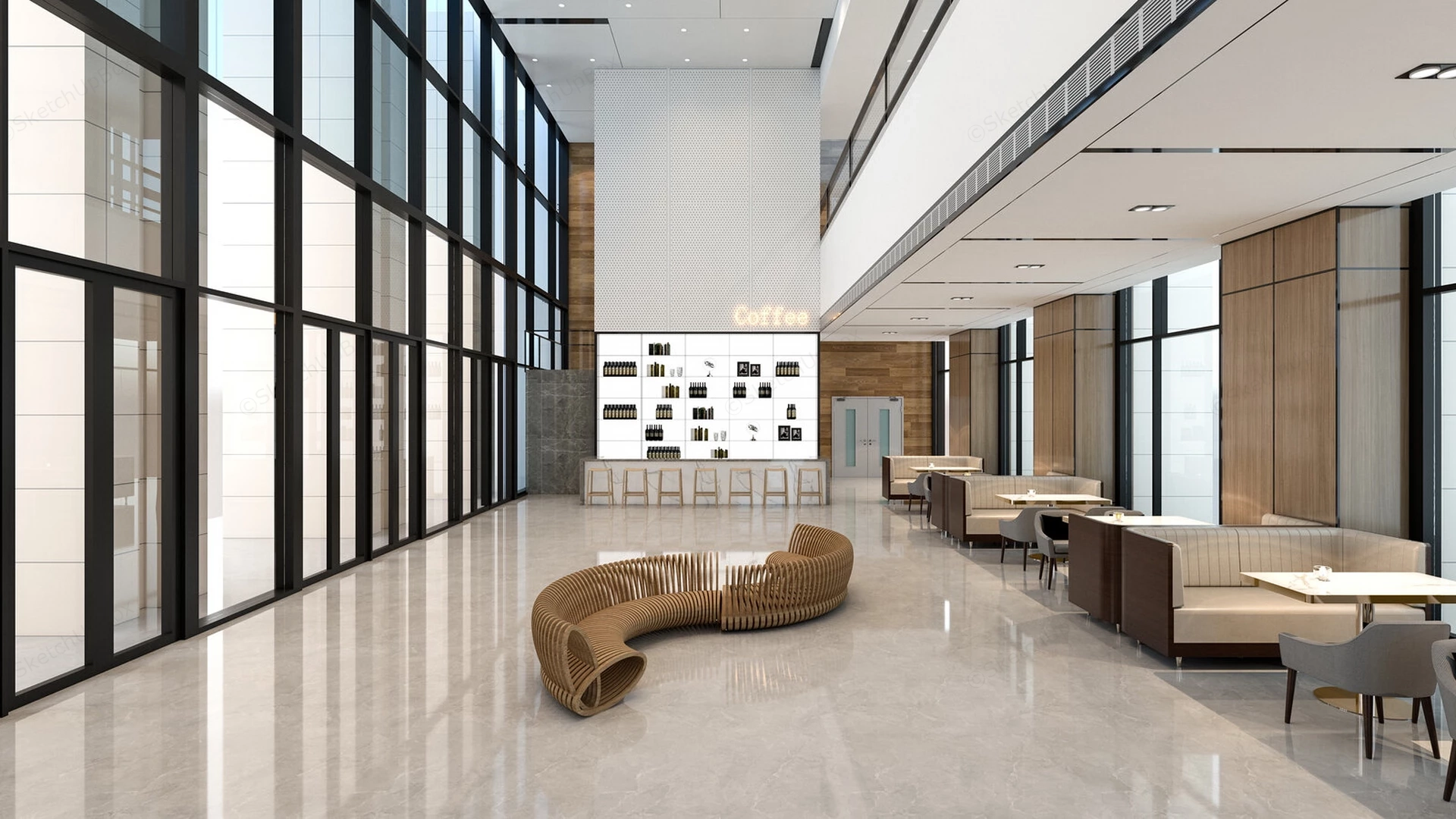 Hotel Lobby Coffee Shop sketchup model preview - SketchupBox
